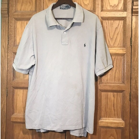 POLO by Ralph Lauren Polo Men's  2XLT Gray Pique Knit Short Sleeve Pony Shirt - Picture 2 of 11